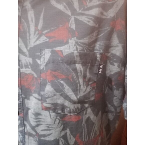 Huk Shirt Mens Sz L Blue Floral Performance Fishing Button Camp Outdoor Casual - Picture 3 of 13
